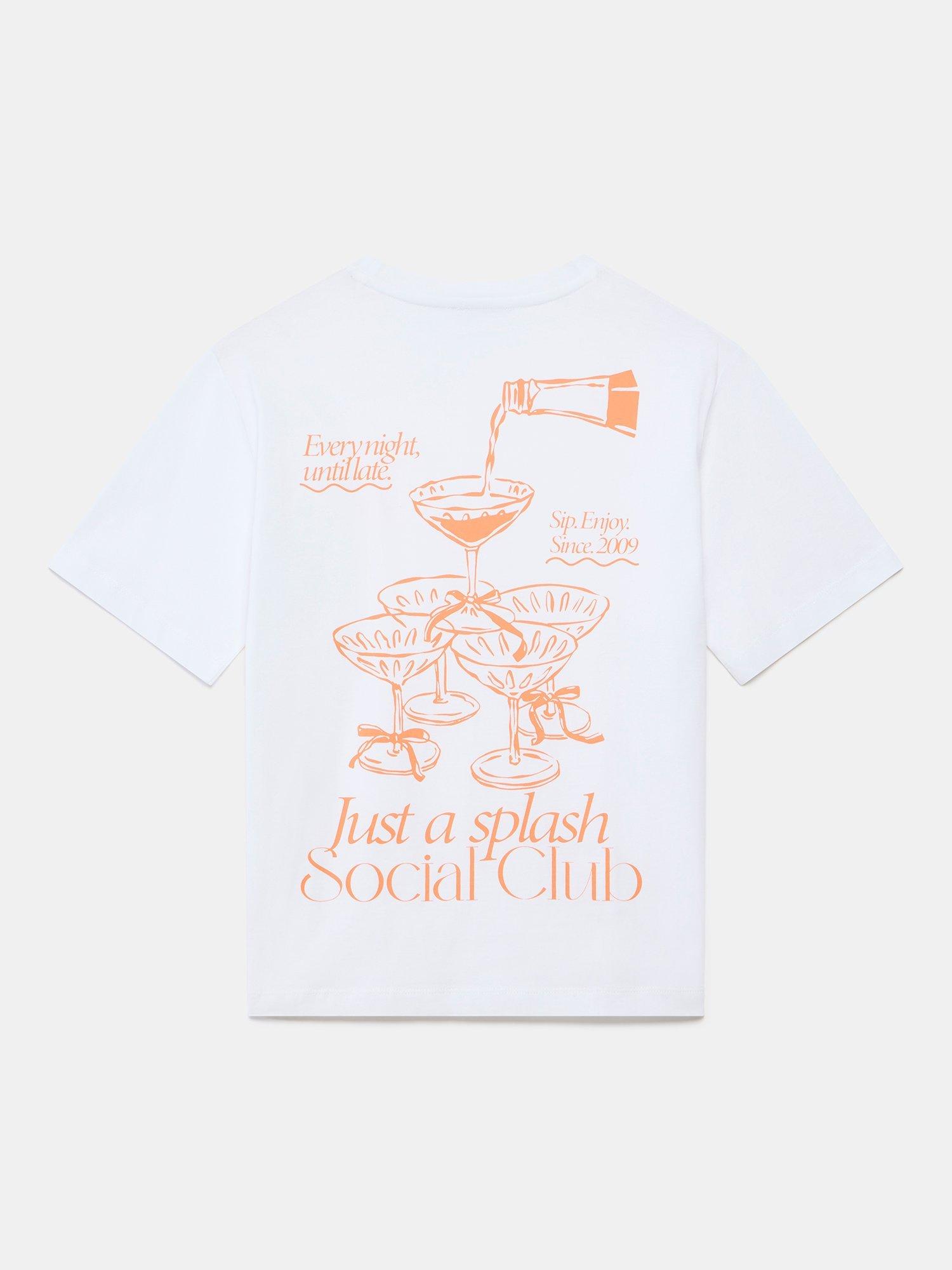 Product image 8 of 9, which shows Mint Velvet Cocktail Club Graphic T-Shirt, Natural, XS