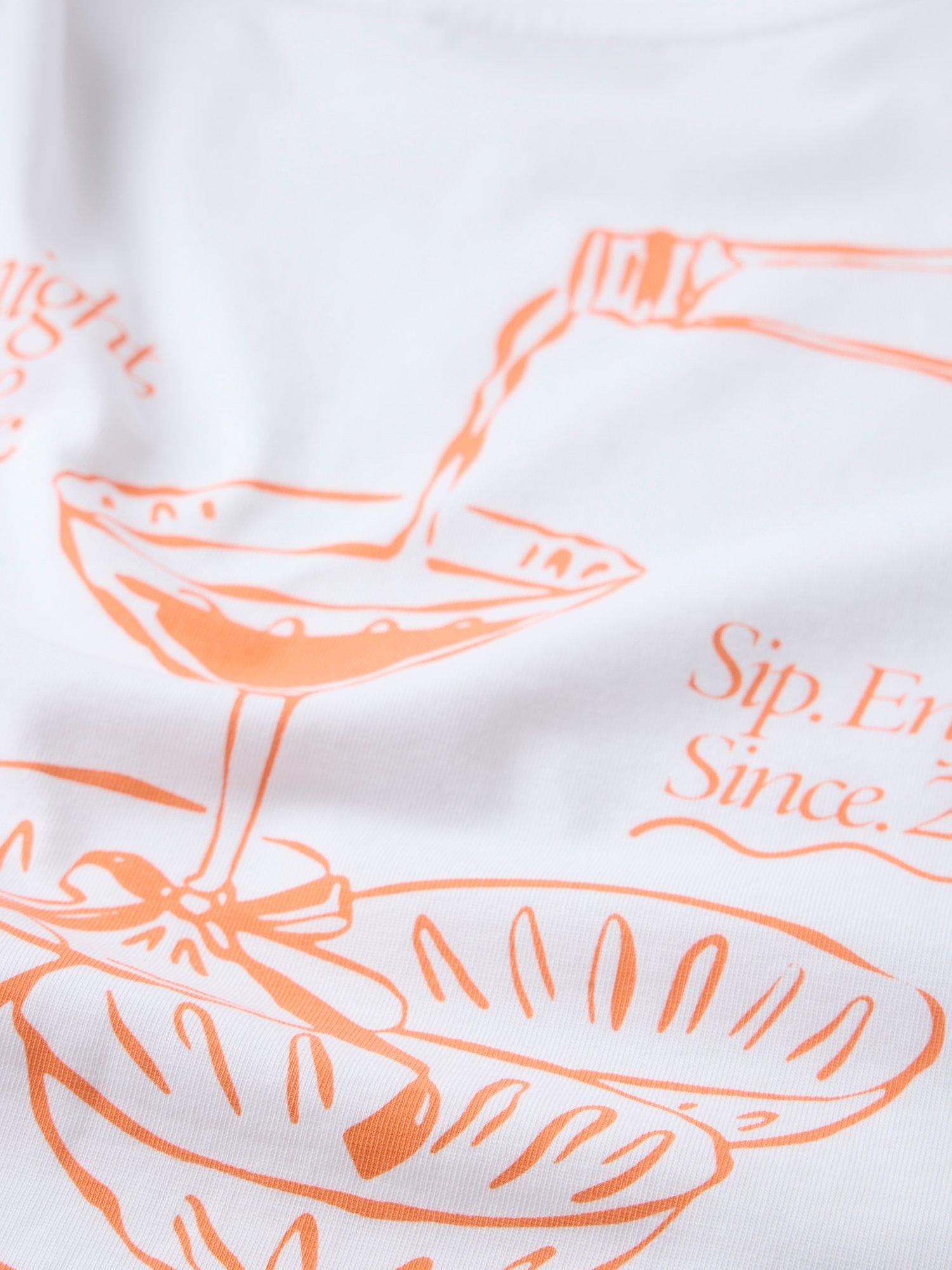 Product image 9 of 9, which shows Mint Velvet Cocktail Club Graphic T-Shirt, Natural, XS
