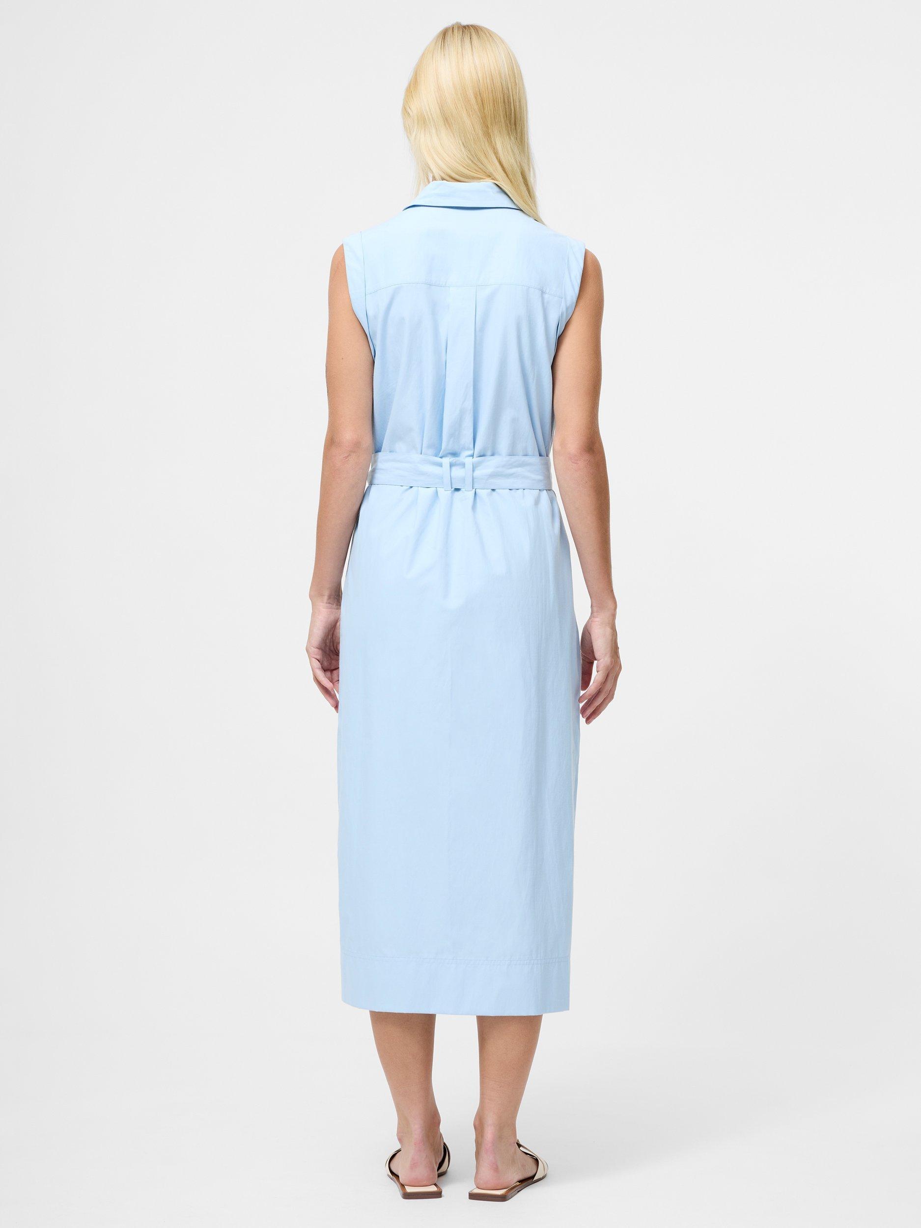 Product image 3 of 4, which shows French Connection Era Cotton Poplin Sleeveless Dress, Sky Blue, 16