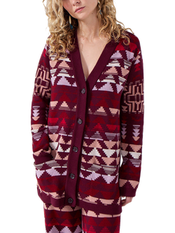 Hayley Menzies Zed Cotton Blend Cardigan, Red/Multi