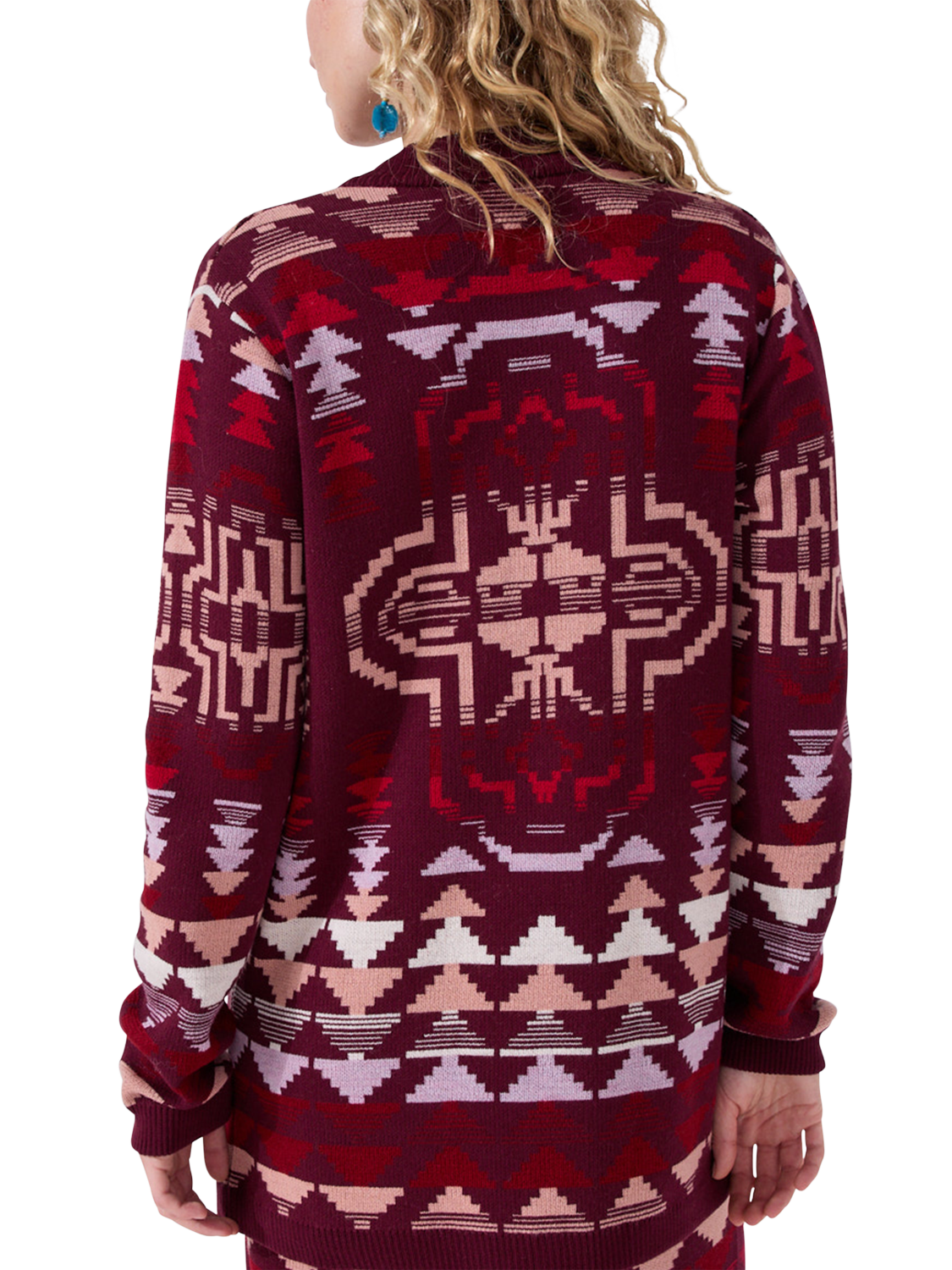 Product image 3 of 4, which shows Hayley Menzies Zed Cotton Blend Cardigan , Red/Multi, M