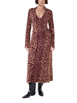 Hayley Menzies Finn Fit and Flare Animal Print Dress, Brown/Multi, Brown Multi