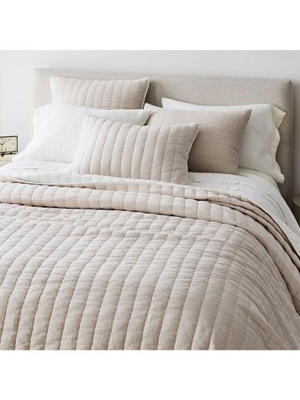 West Elm Linen-Cotton Quilted, White