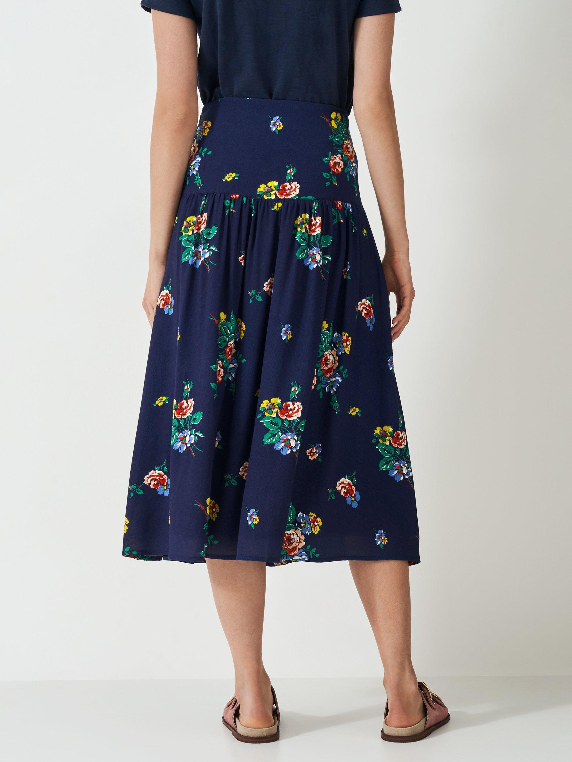 Product image 4 of 6, which shows Crew Clothing Folk Floral Midi Skirt, Purple/Multi, 10