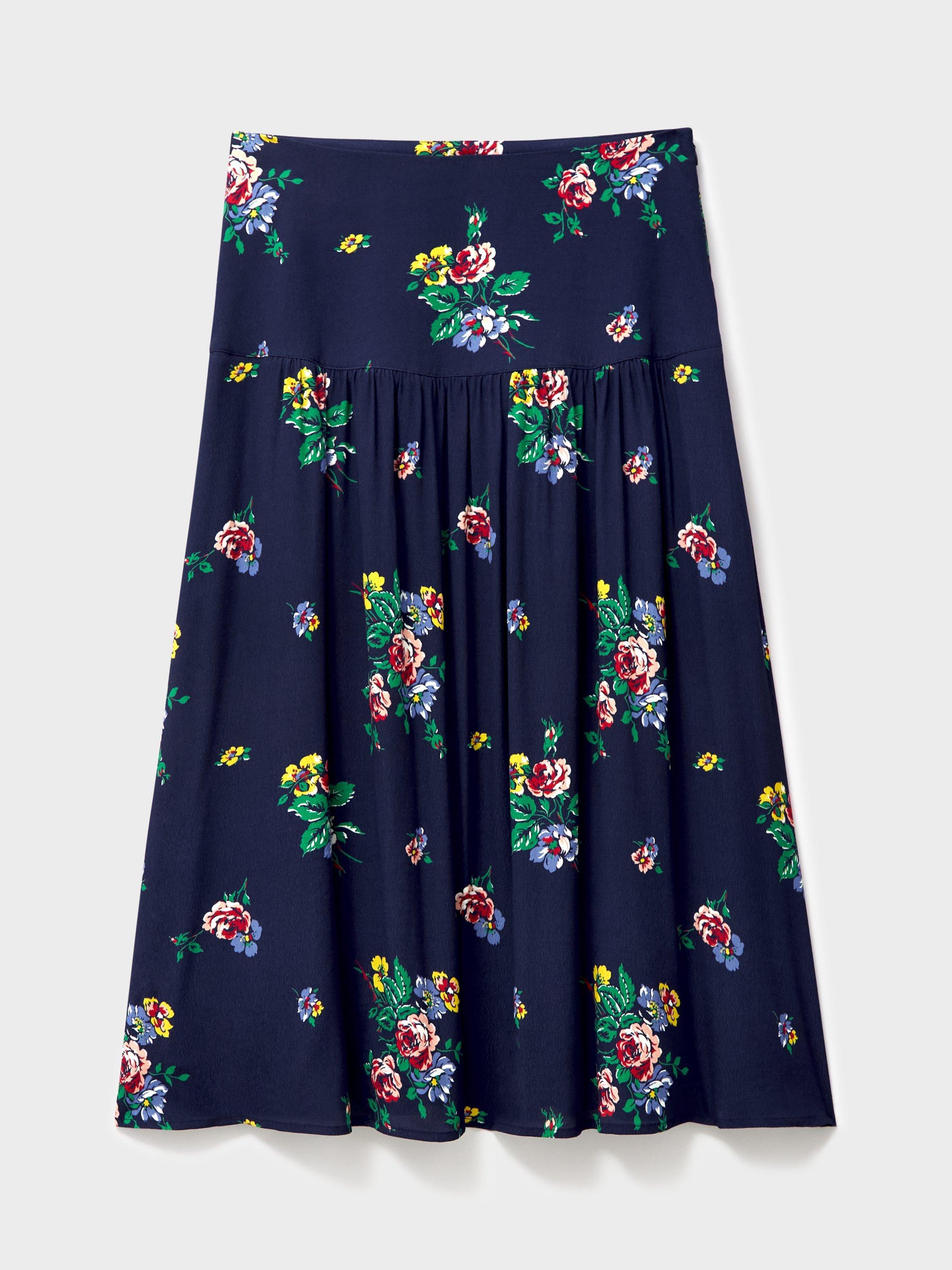 Product image 6 of 6, which shows Crew Clothing Folk Floral Midi Skirt, Purple/Multi, 10
