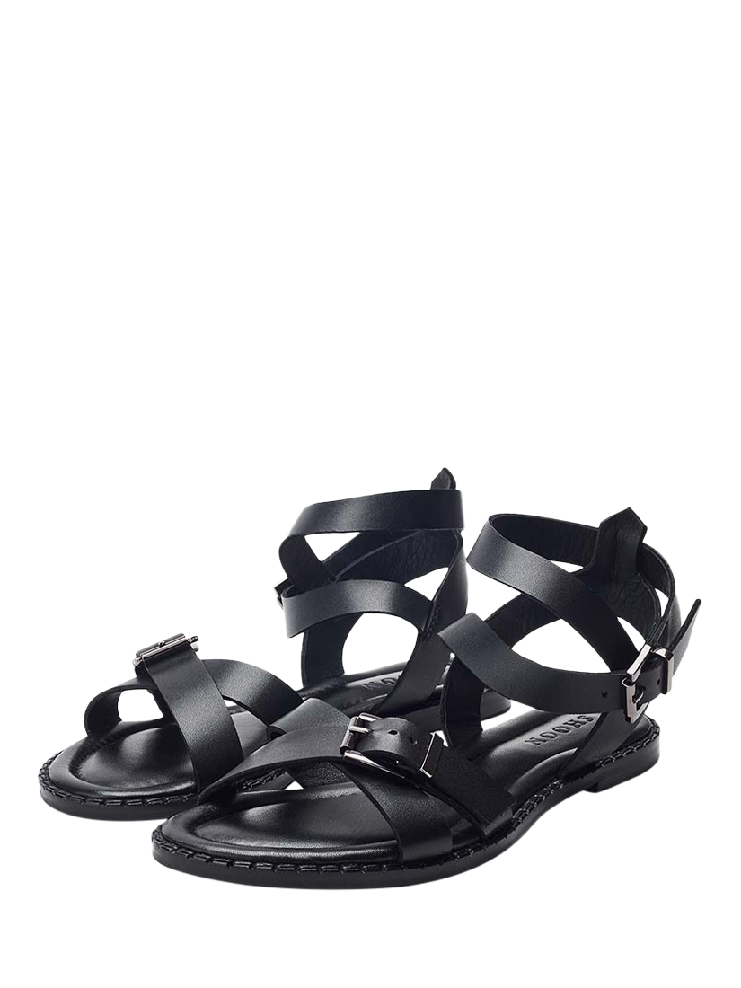 Product image 3 of 5, which shows Moda in Pelle Shoon Shara Leather Strappy Sandals, Black, 3