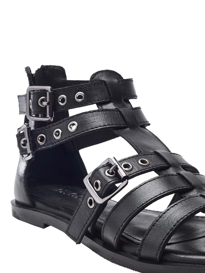 Product image 2 of 3, which shows Moda in Pelle Shoon Shelly Leather Gladiator Sandals, Black, 3
