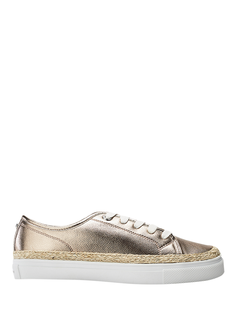 Product image 1 of 4, which shows Moda in Pelle Birch Leather Lace Up Trainers, Champagne, 5