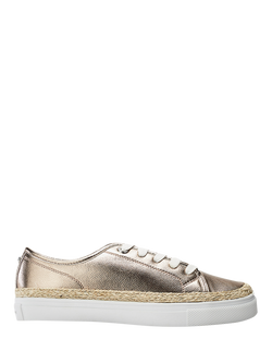 Moda in Pelle Birch Leather Lace Up Trainers, Champagne, Champagne