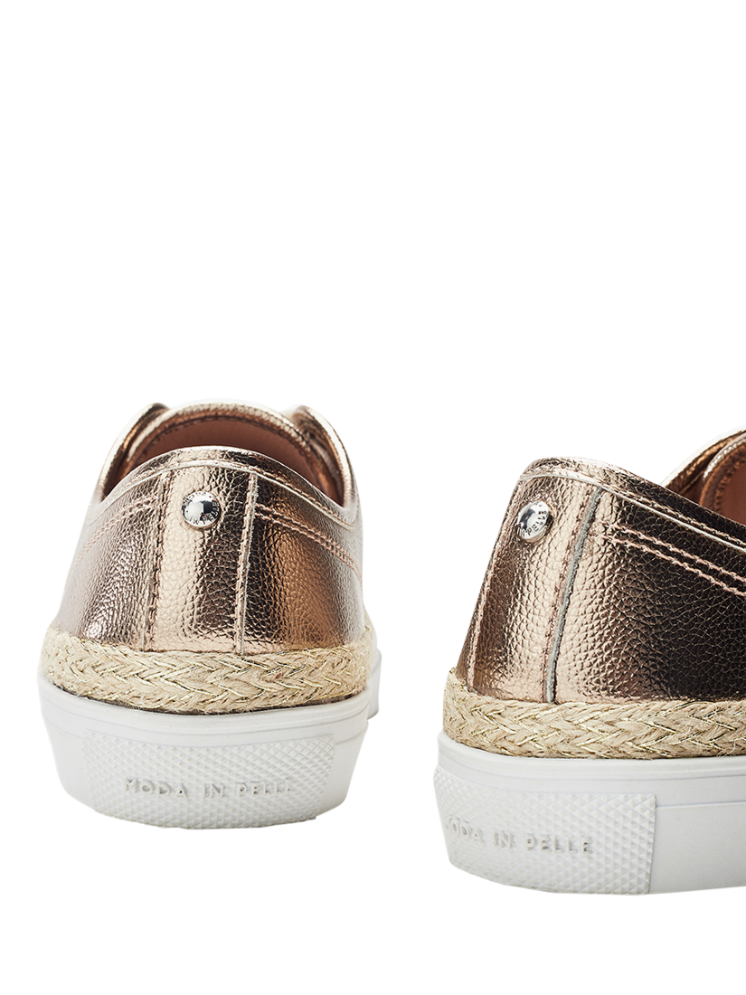 Product image 3 of 4, which shows Moda in Pelle Birch Leather Lace Up Trainers, Champagne, 5
