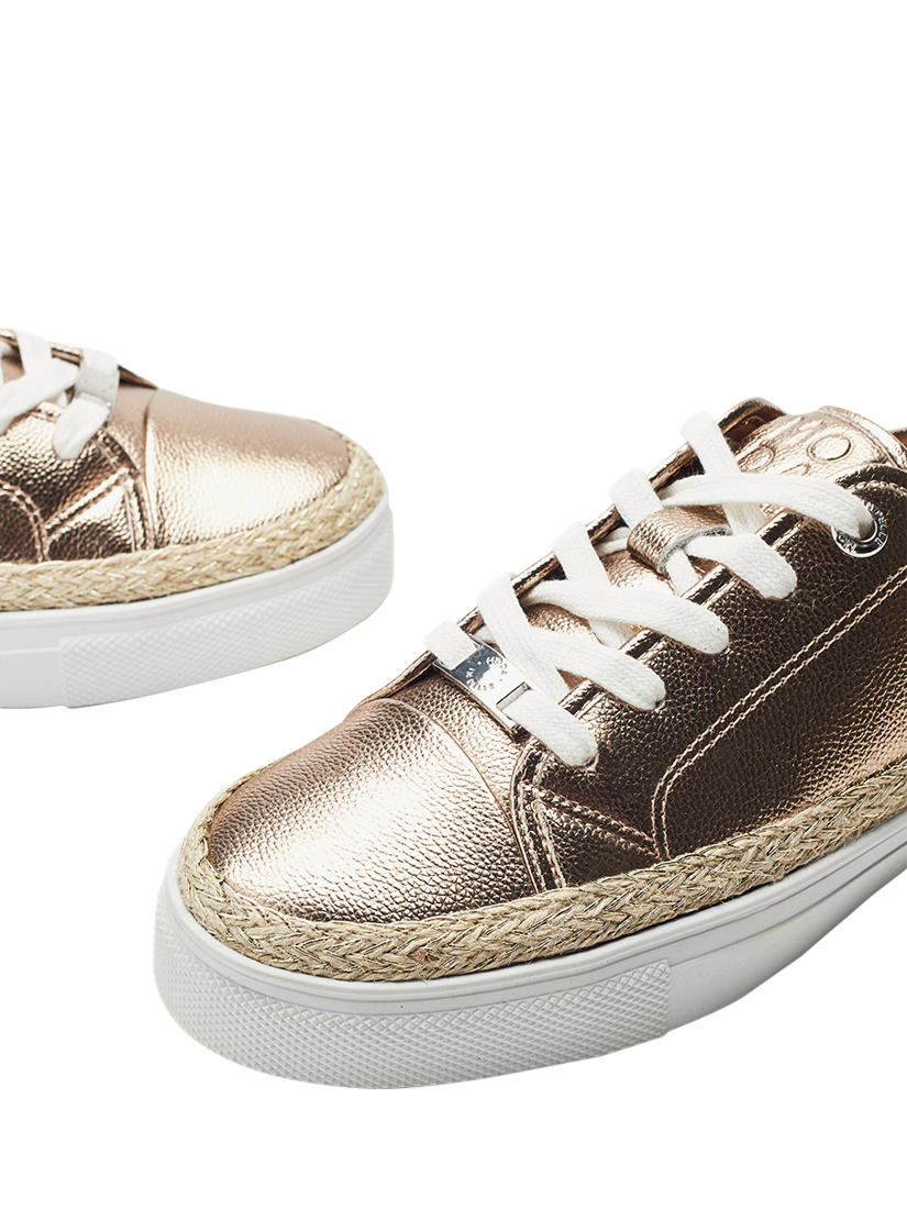 Product image 4 of 4, which shows Moda in Pelle Birch Leather Lace Up Trainers, Champagne, 5