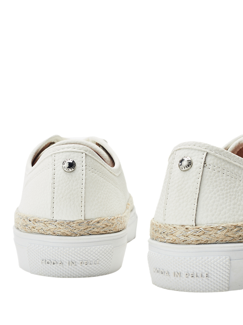 Product image 3 of 4, which shows Moda in Pelle Birch Leather Lace Up Trainers, Off White, 3