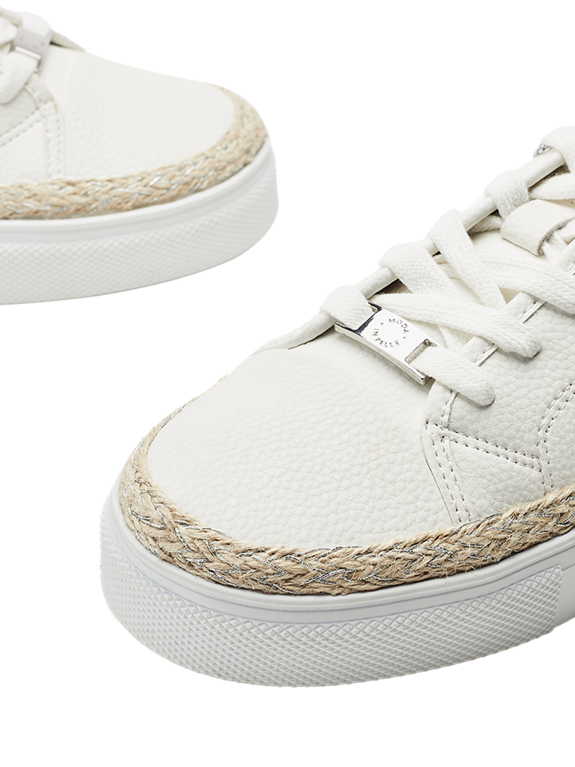 Product image 4 of 4, which shows Moda in Pelle Birch Leather Lace Up Trainers, Off White, 3