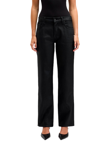 7 For All Mankind Calie Coated Straight Jeans, Black, Black