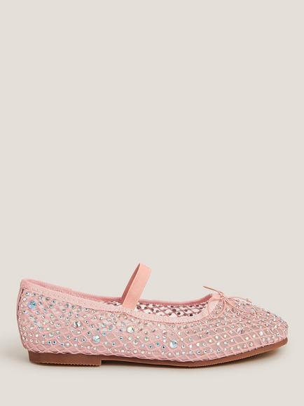 Monsoon Kids' Bling Ballerina Flat Shoes, Pink, Pink