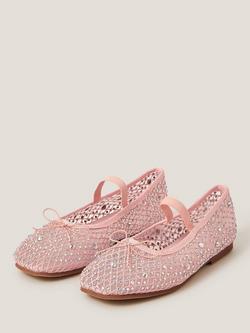 Monsoon Kids' Bling Ballerina Flat Shoes, Pink - view 2, Pink