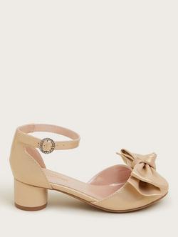 Monsoon Kids' Patent Bow Heeled Shoes, Gold, Gold