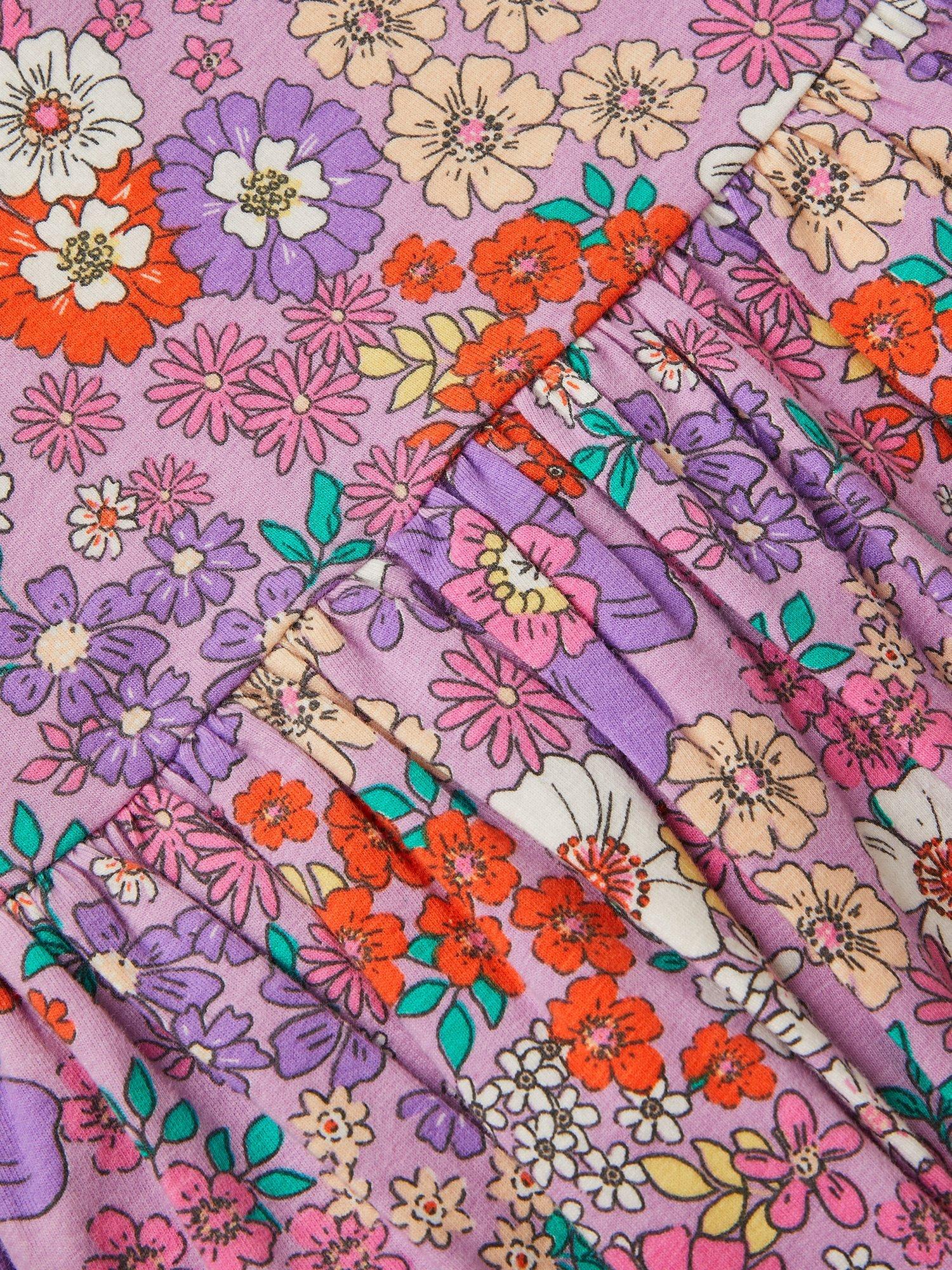 Product image 3 of 3, which shows Monsoon Kids' Floral Jersey Skater Dress, Multi, 5-6 years