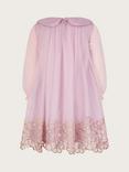 Monsoon Kids' Vanessa Embroidered Tulle Dress, Pink