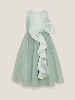 Monsoon Kids' Waterfall Bow Dress - view 2, Sage