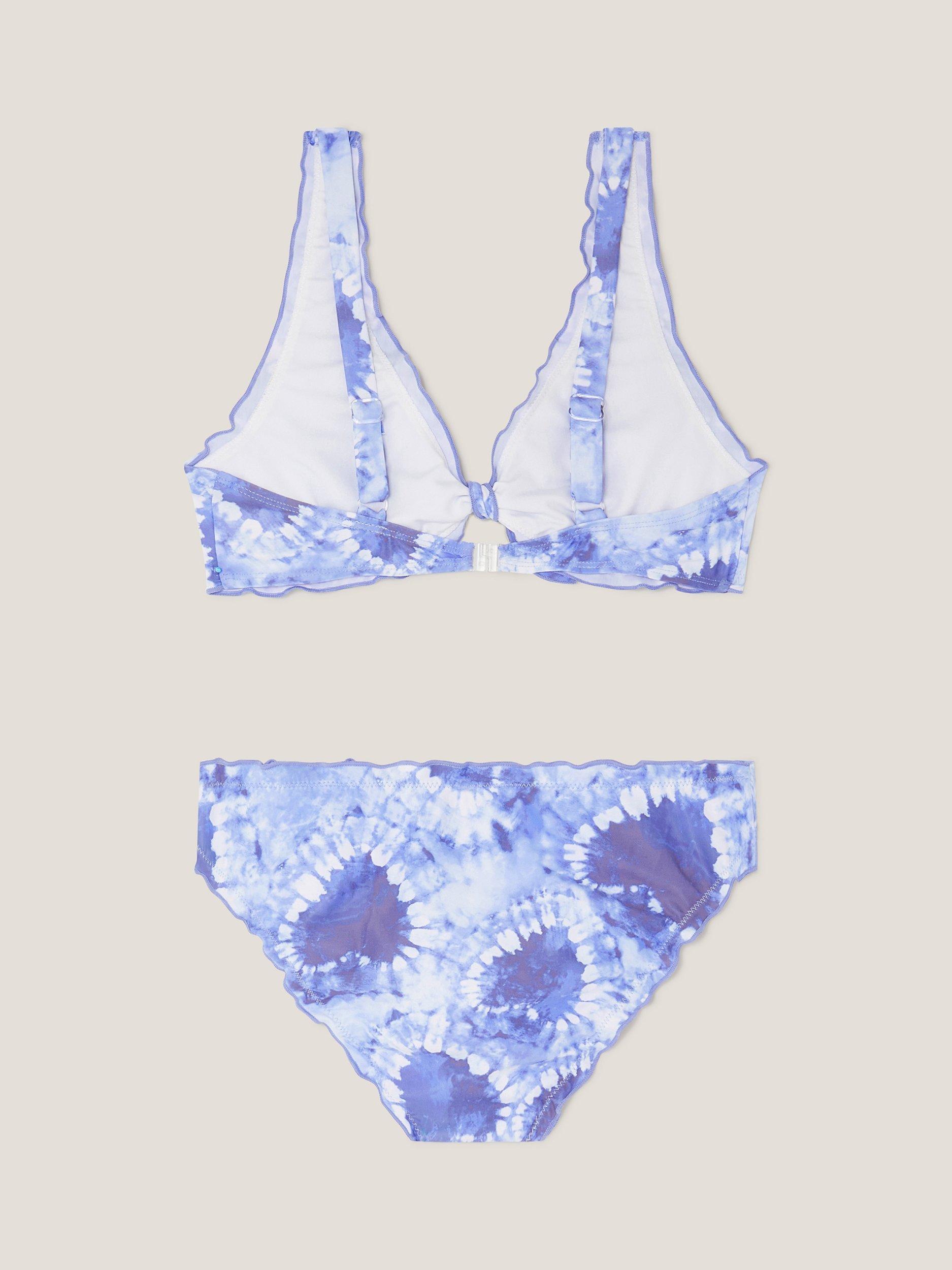Product image 2 of 3, which shows Monsoon Kids' Storm Tie Dye Heart Bikini Swim Set, Blue, 7-8 yrs