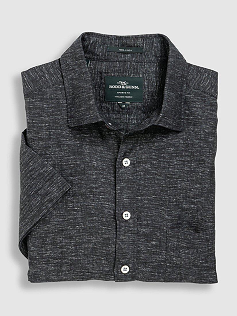 Product image 4 of 5, which shows Rodd & Gunn Palm Beach Linen Slim Fit Short Sleeve Shirt, Black Pearl, S
