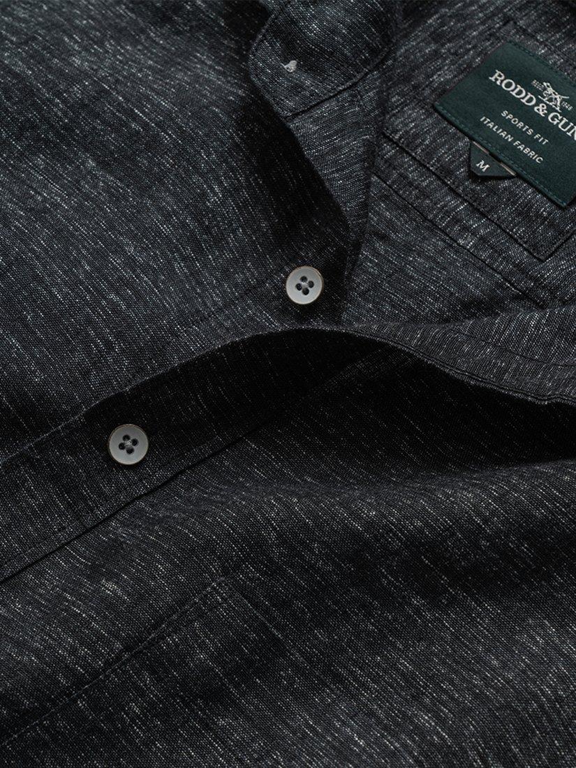 Product image 5 of 5, which shows Rodd & Gunn Palm Beach Linen Slim Fit Short Sleeve Shirt, Black Pearl, S