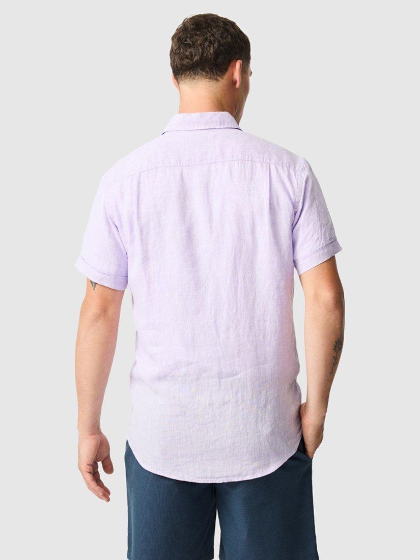 Product image 3 of 6, which shows Rodd & Gunn Palm Beach Linen Slim Fit Short Sleeve Shirt, Lilac, S