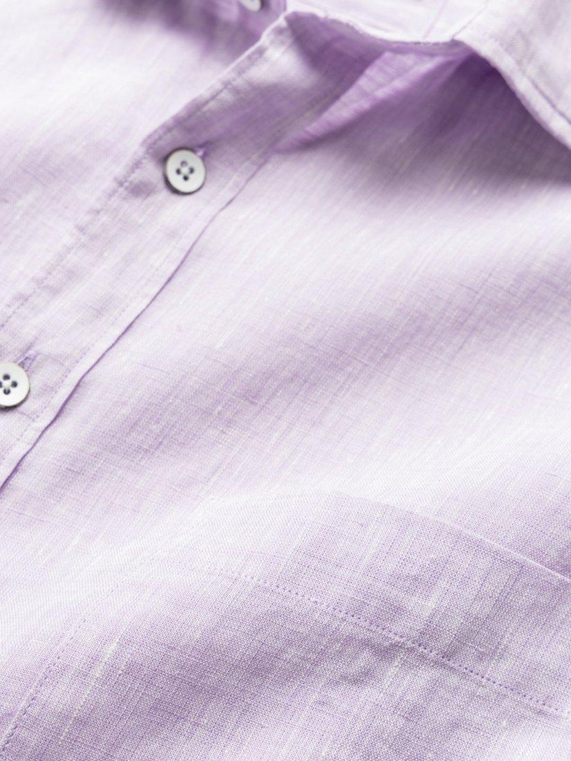 Product image 6 of 6, which shows Rodd & Gunn Palm Beach Linen Slim Fit Short Sleeve Shirt, Lilac, S