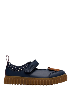 Clarks Kids' Cove Beam T Leather Shoes, Navy, Navy