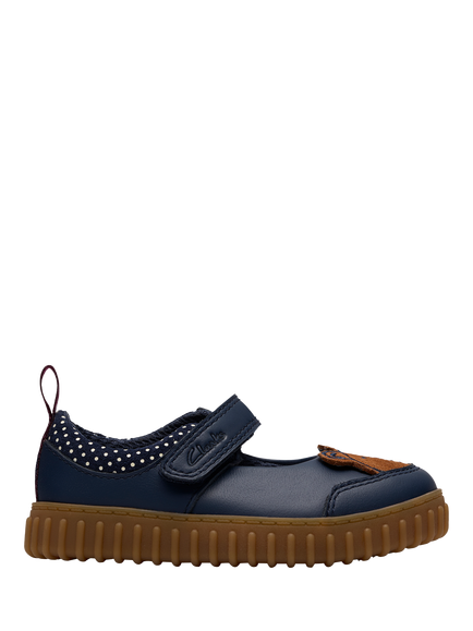 Clarks Kids' Cove Beam T Leather Shoes, Navy, Navy