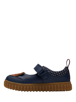 Clarks Kids' Cove Beam T Leather Shoes, Navy - view 2, Navy