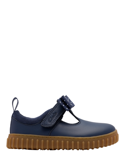 Clarks Kids' Toddler Cove Bow T. Shoes, Navy Leather, Navy Leather