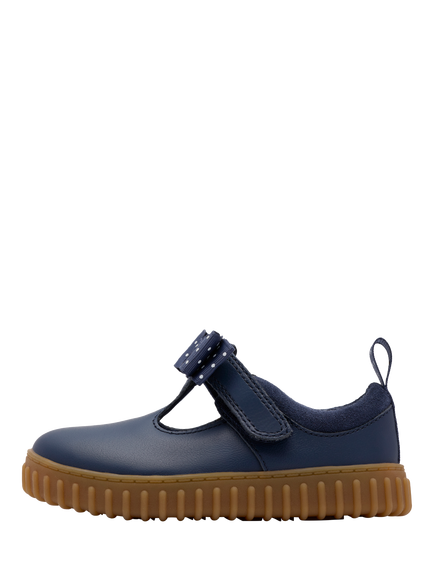 Clarks Kids' Toddler Cove Bow T. Shoes, Navy Leather - view 2, Navy Leather