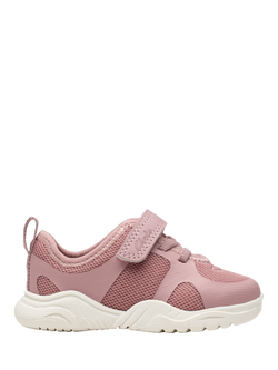 Clarks Kids' Feather Ath Panelled Trainers, Dusty Pink