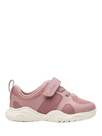 Clarks Kids' Feather Ath Panelled Trainers, Dusty Pink