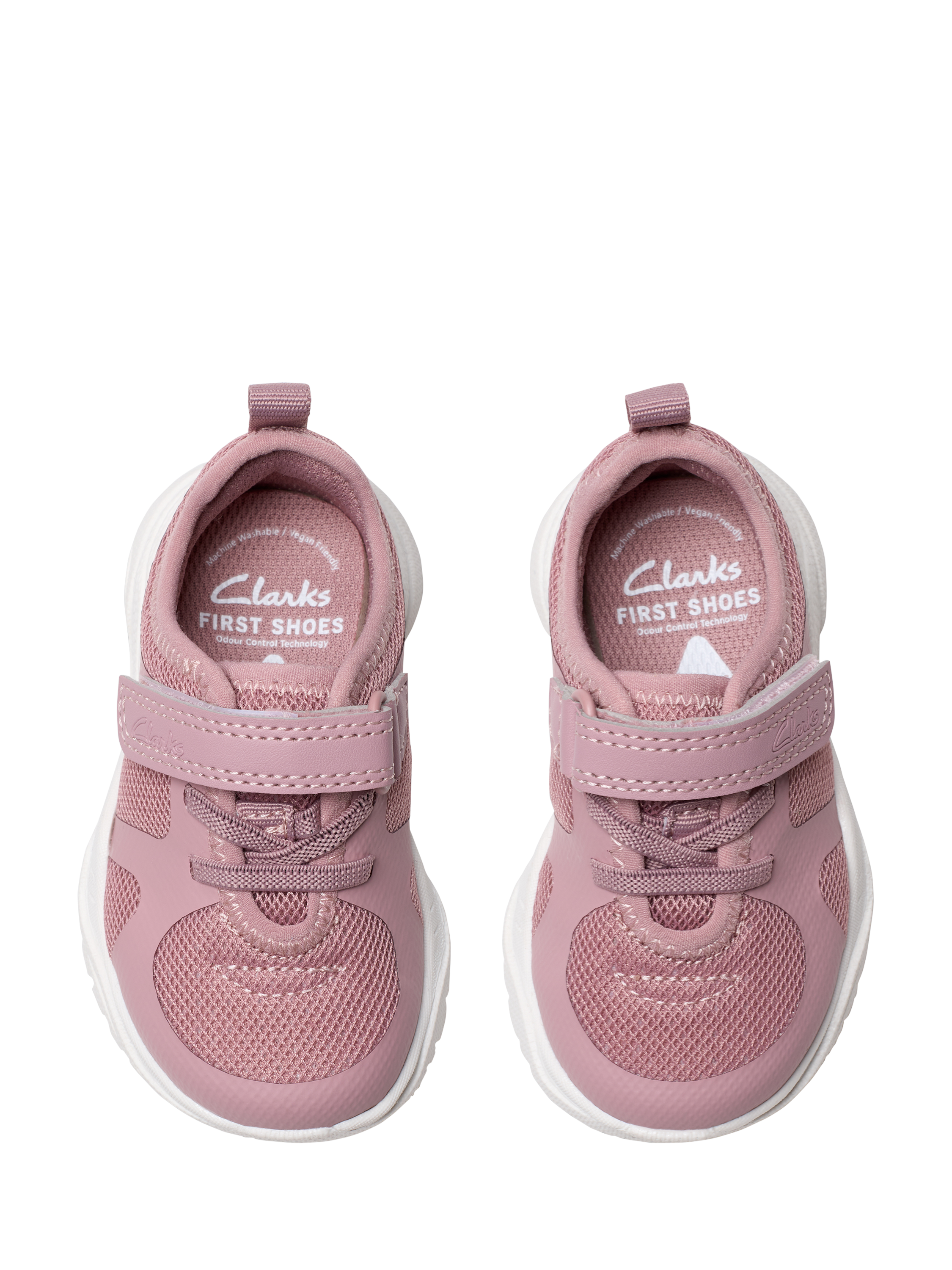 Product image 6 of 7, which shows Clarks Kids' Feather Ath Panelled Trainers, Dusty Pink, 3 F Jnr