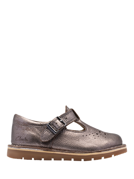 Clarks Kids' Joyful Skip Leather Shoes, Pewter, Pewter