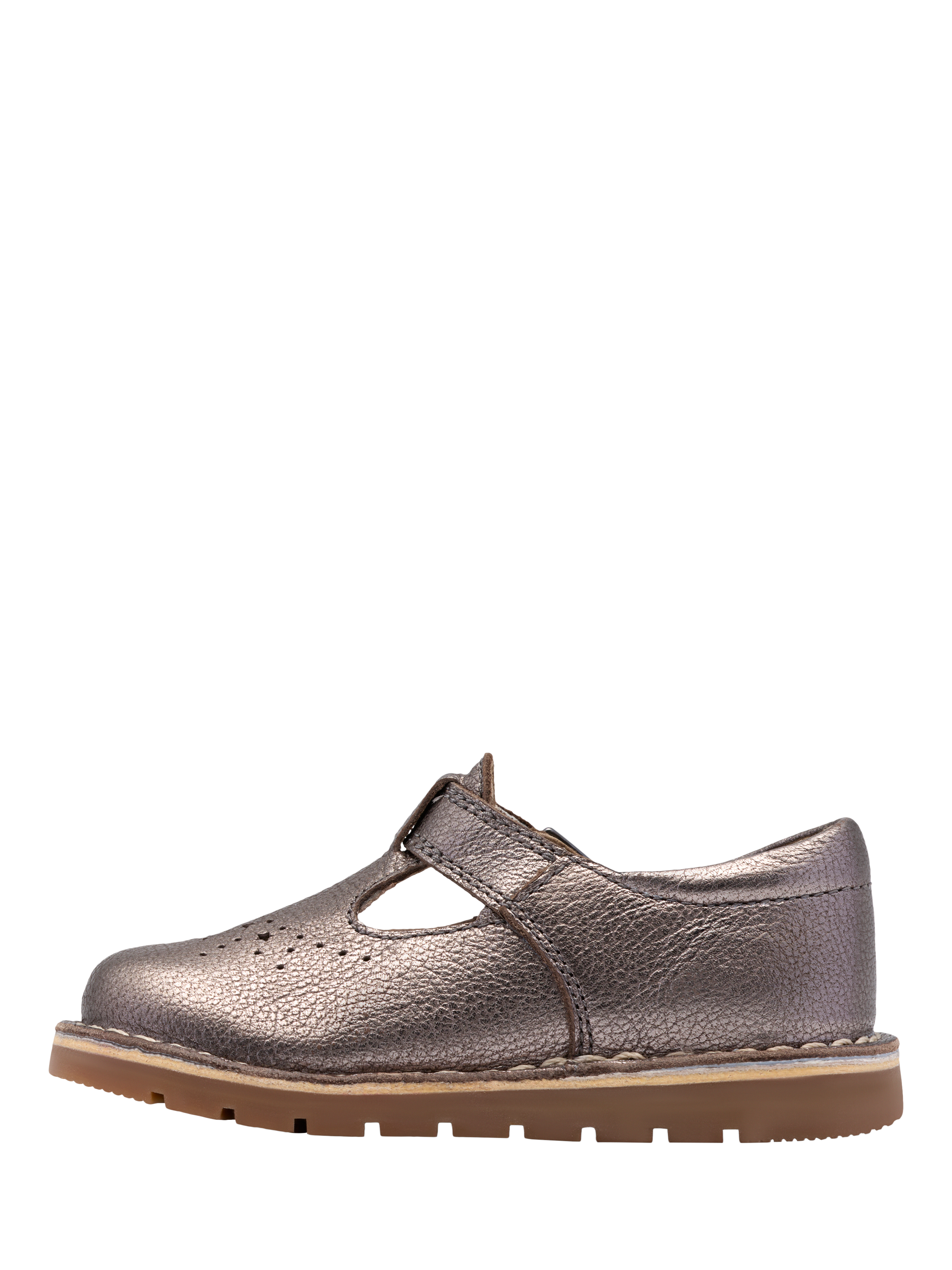 Product image 2 of 6, which shows Clarks Kids' Joyful Skip Leather Shoes, Pewter, 4 F Jnr