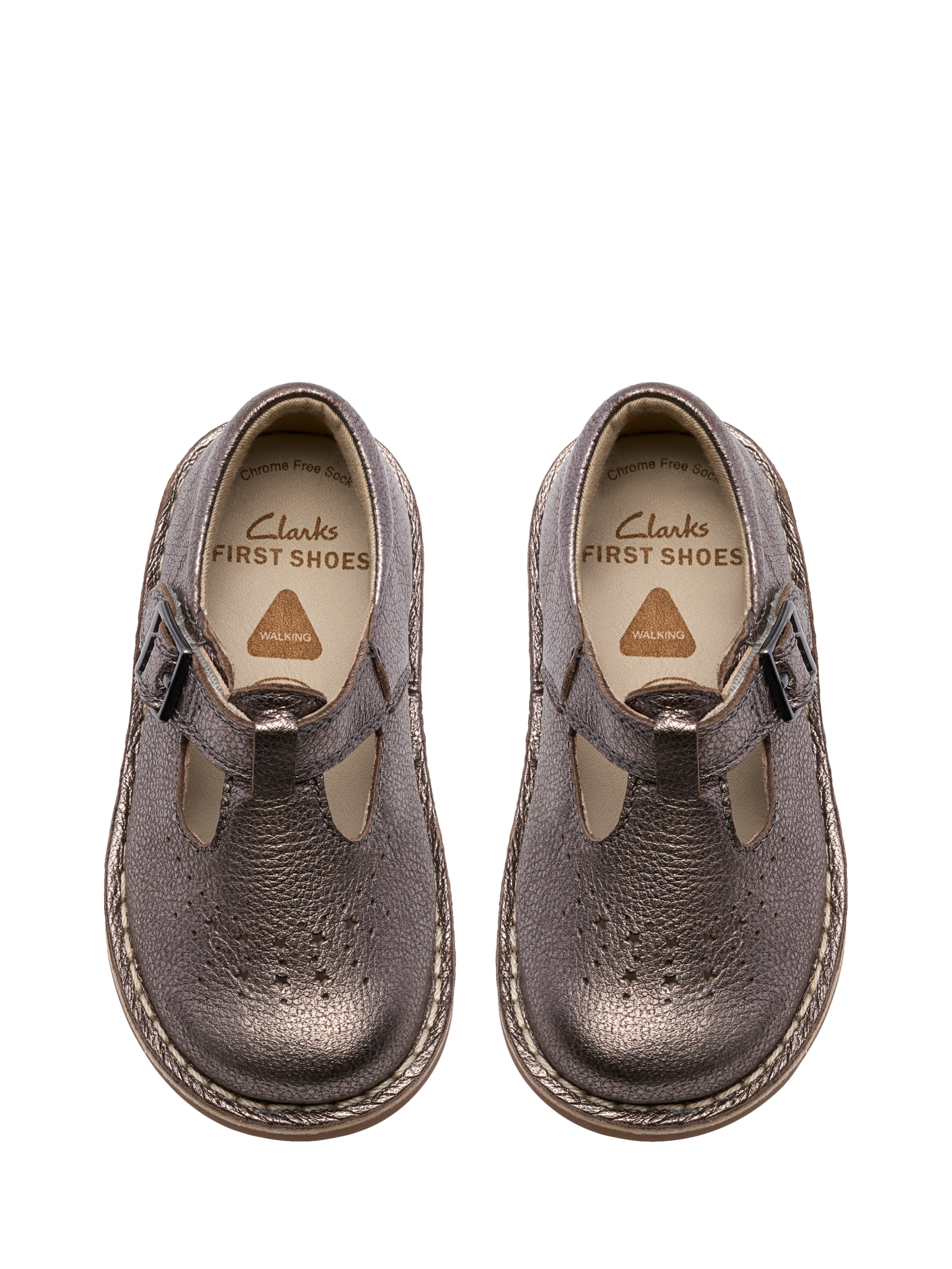 Product image 6 of 6, which shows Clarks Kids' Joyful Skip Leather Shoes, Pewter, 4 F Jnr