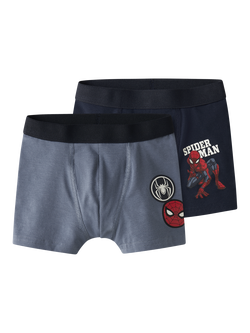 NAME IT Kids' Spiderman Boxer Shorts, Pack of 2, Navy Blazer, Navy Blazer