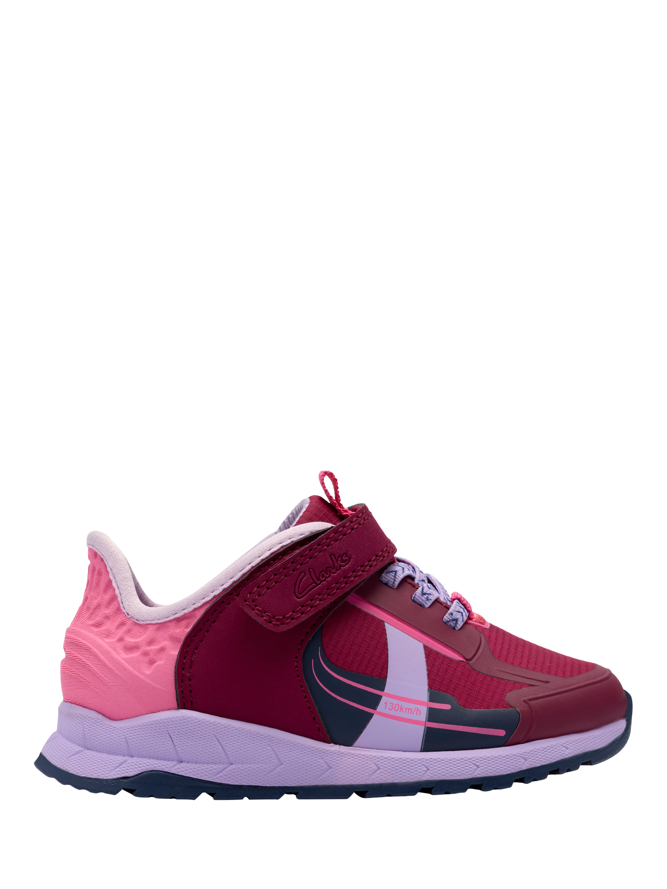 Product image 1 of 6, which shows Clarks Kids' Selva Lane T Trainers, Berry Combi, 4 F Jnr