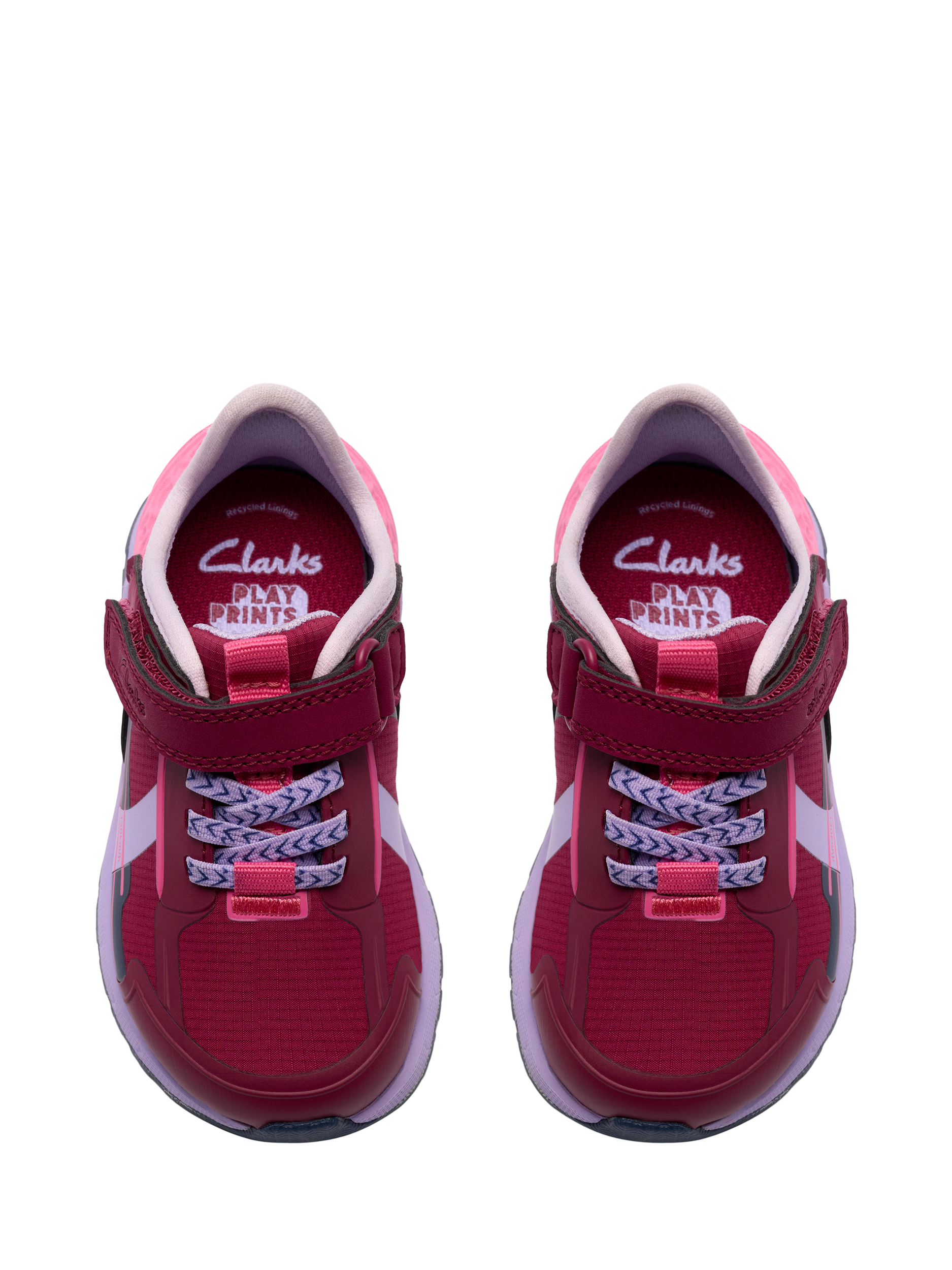 Product image 6 of 6, which shows Clarks Kids' Selva Lane T Trainers, Berry Combi, 4 F Jnr