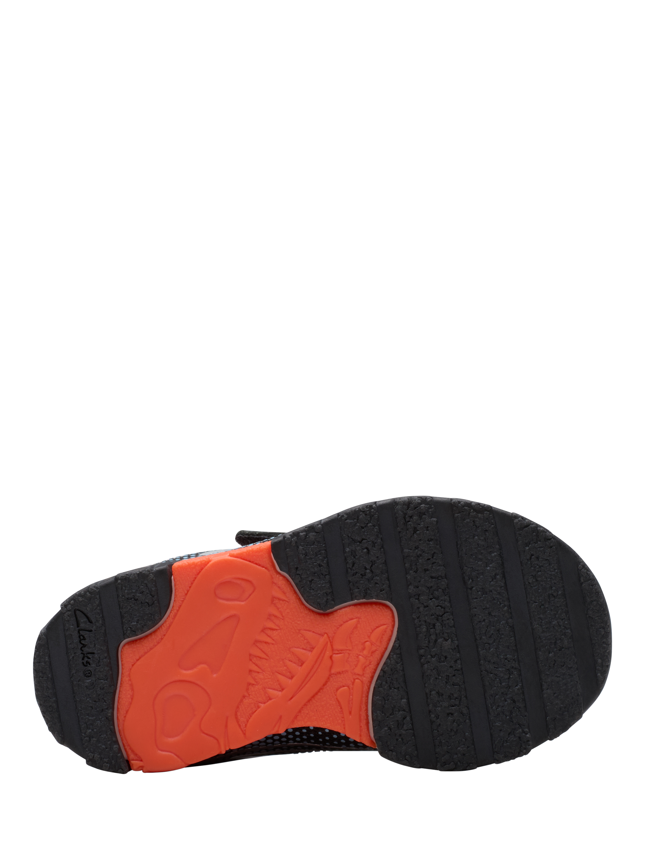 Product image 3 of 7, which shows Clarks Kids' Steggy2 Fly T Trainers, Black/Orange, 4 F Jnr
