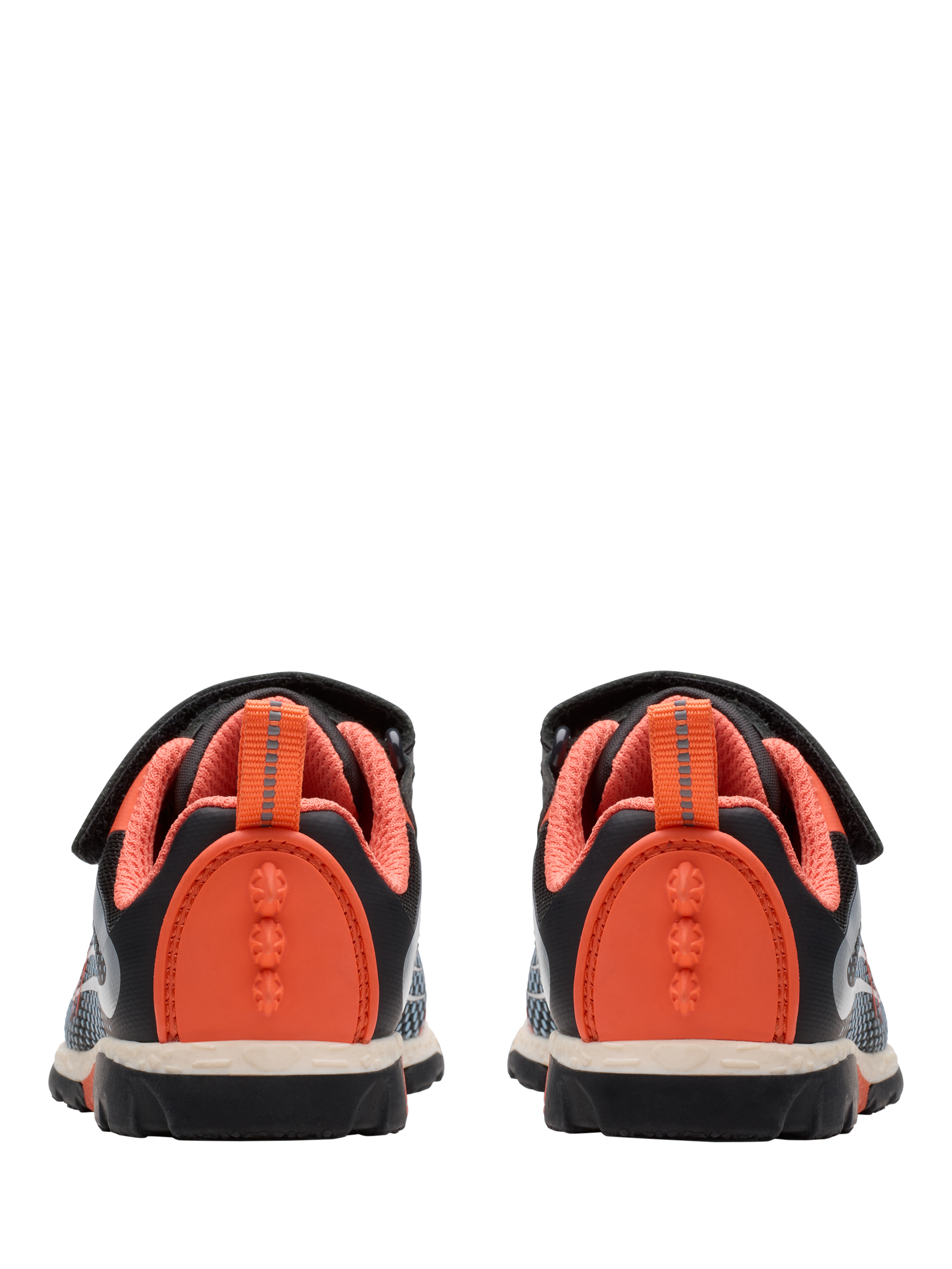 Product image 5 of 7, which shows Clarks Kids' Steggy2 Fly T Trainers, Black/Orange, 4 F Jnr