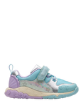 Clarks Kids' Tidal Shell Leather Trainers, Light Blue Combi