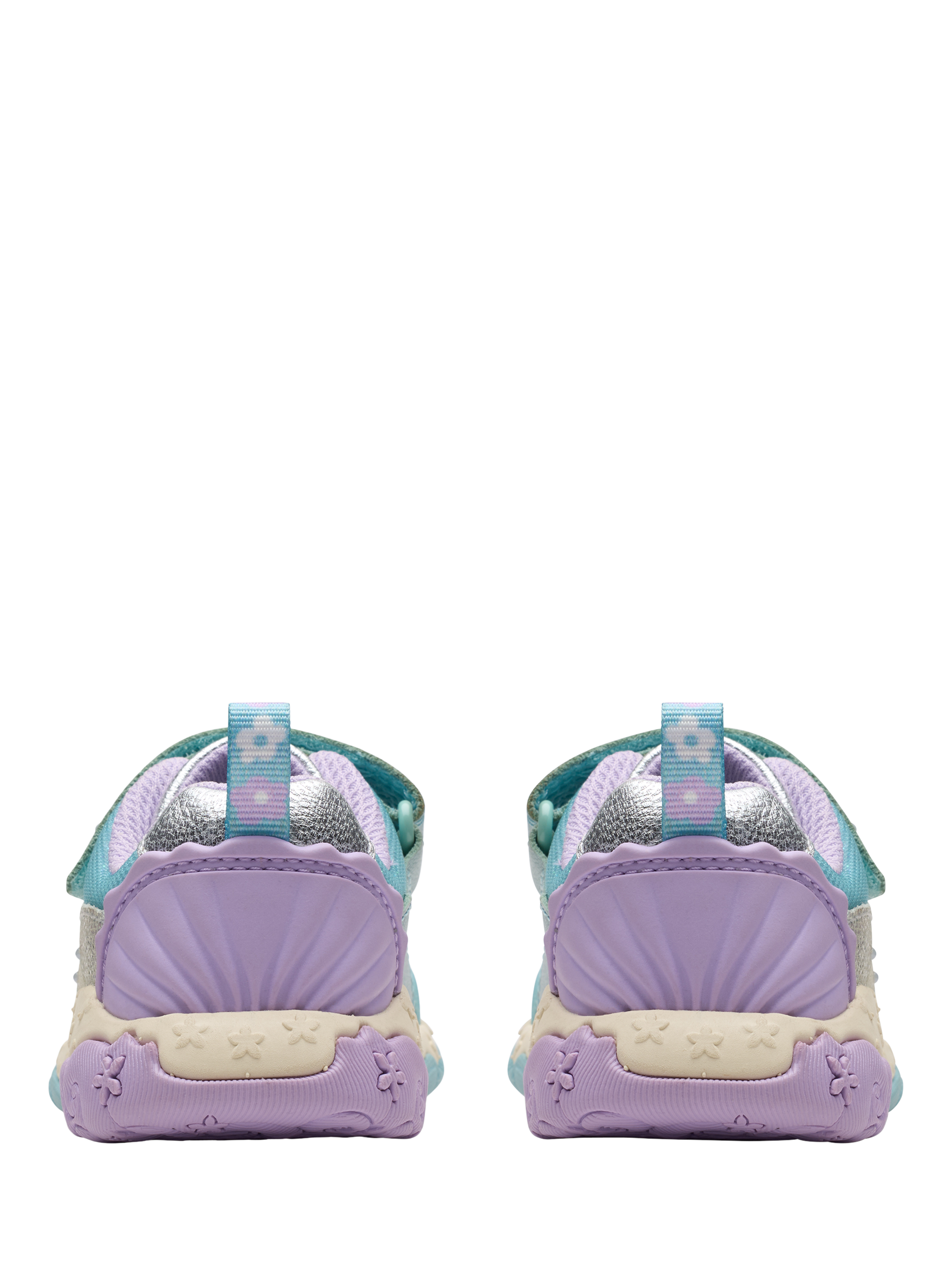 Product image 5 of 8, which shows Clarks Kids' Tidal Shell Leather Trainers, Light Blue Combi, 4 F Jnr