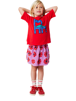 Bobo Choses Kids' Cotton Short Sleeved Chair Print T-Shirt, Red, Red