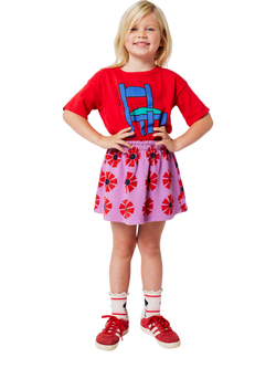 Bobo Choses Kids' Cotton Short Sleeved Chair Print T-Shirt, Red - view 2, Red