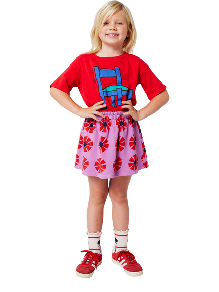Bobo Choses Kids' Cotton Short Sleeved Chair Print T-Shirt, Red - view 2, Red
